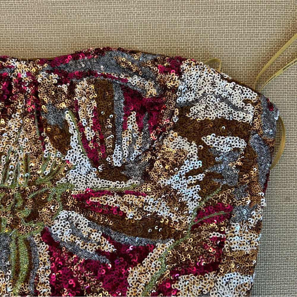BEST Bronx and Banco Dahlia Fuchsia Multi Maxi Dress Gown Burgundy Wine Sequin - Picture 5 of 11